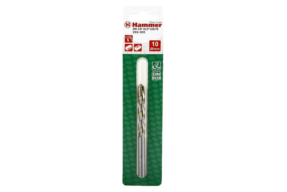 Сверло по камню HAMMER Ф10х120мм (DR CR 10,0мм*120/72мм) 202-305
