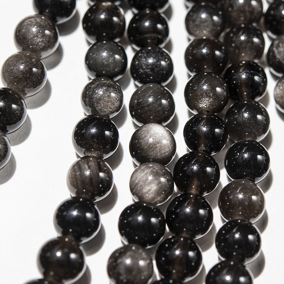 Серебристый обсидиан (вулканическое стекло) натуральный, 10мм, шар