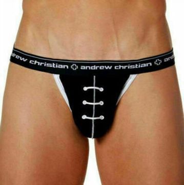 Мужские трусы джоки Andrew Christian Black Football Jockstrap
