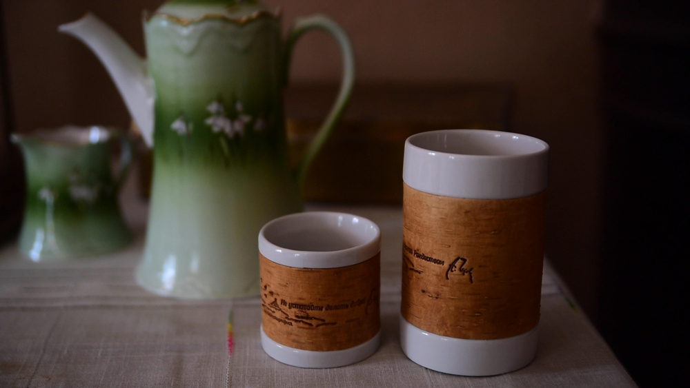 Малая фарфоровая пиала или миска для завтрака с берестой. Коллекция Чеховская или Мелиховская