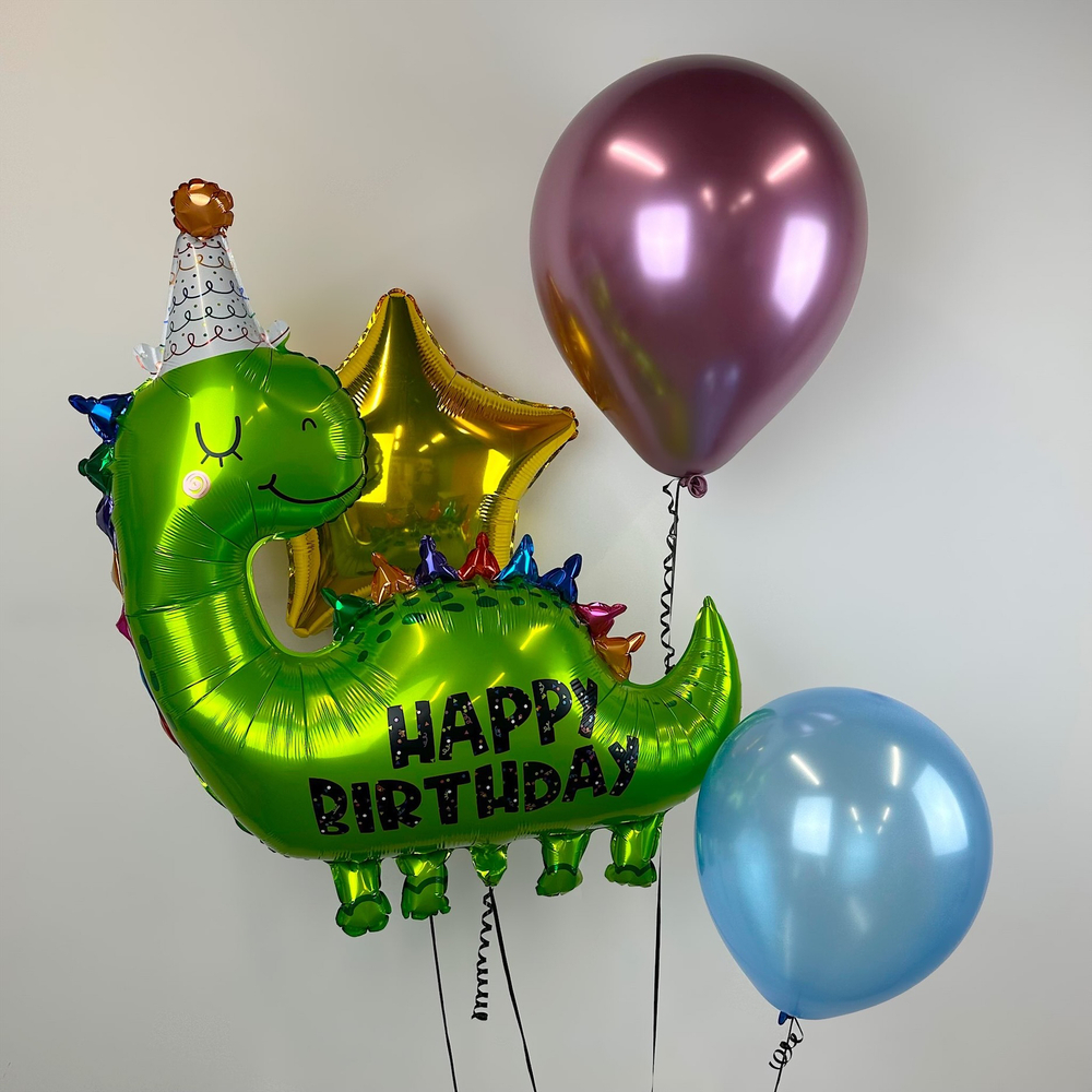 Фольгированный шар-фигура «Динозаврик в колпачке», 89 см