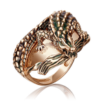 Кольцо «Крокодил» из красного золота с эмалью