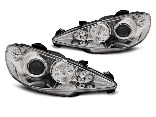 Фары передние Peugeot 206 02-ANGEL EYES CHROME LED