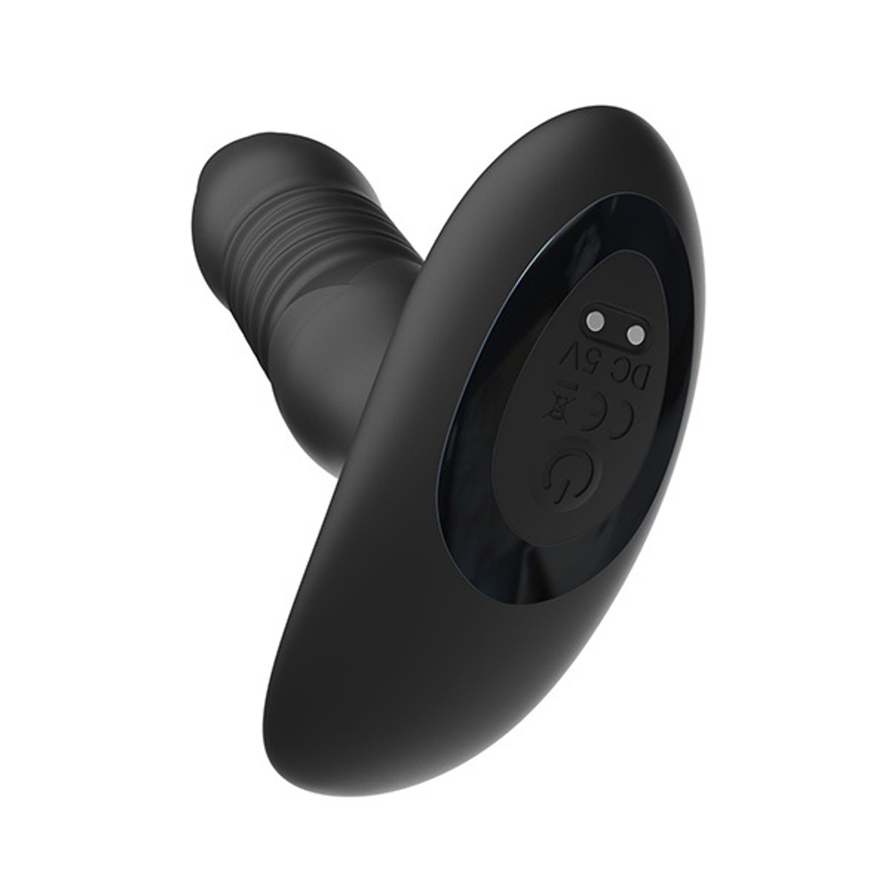 Черный анальный вибромассажер 14,5см с пультом ДУ I-Moon Black  MY-618