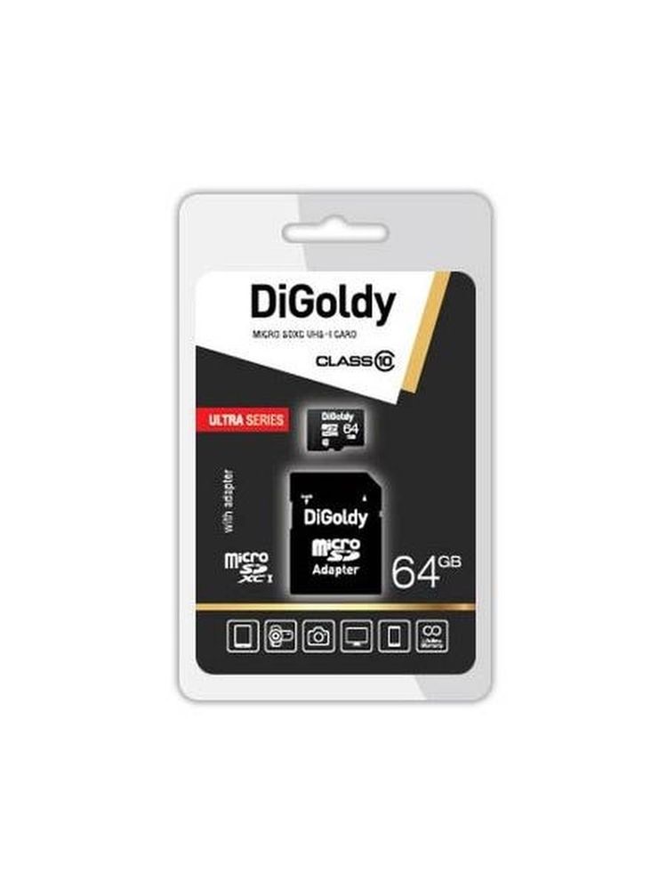 Micro SDHC 64 GB Digoldy Class10 UHS-1 +адаптерSD