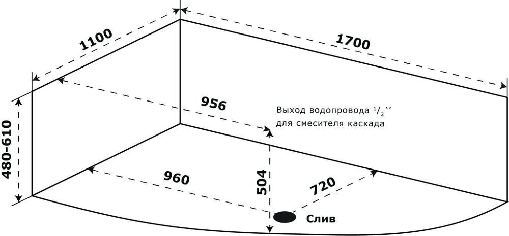Акриловая ванна 170х110 см Azario Микона МИВ0003 белая