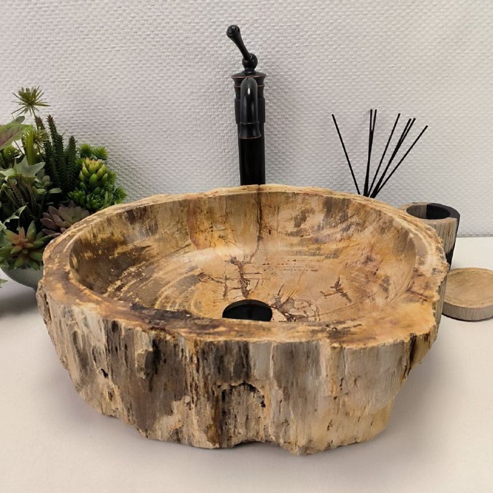 Раковина из окаменелого дерева OD-62104 49*42*15 0088