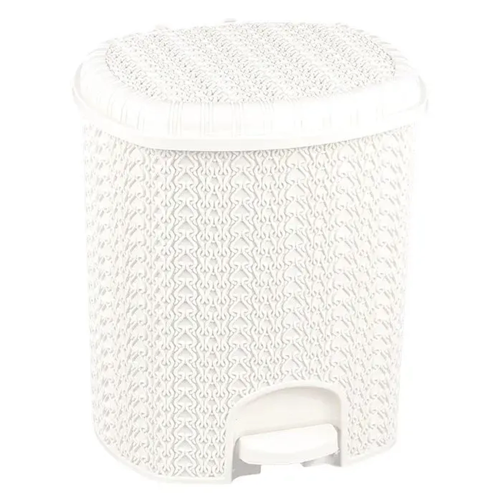 Ведро для мусора с педалью 11л Вязание (Слоновая кость) (комплект 4 шт)