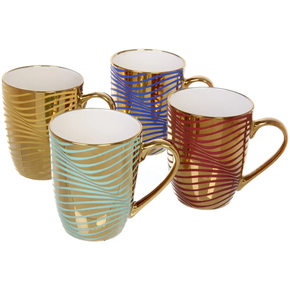 Кружка керамическая 350мл «Волны на золоте», микс