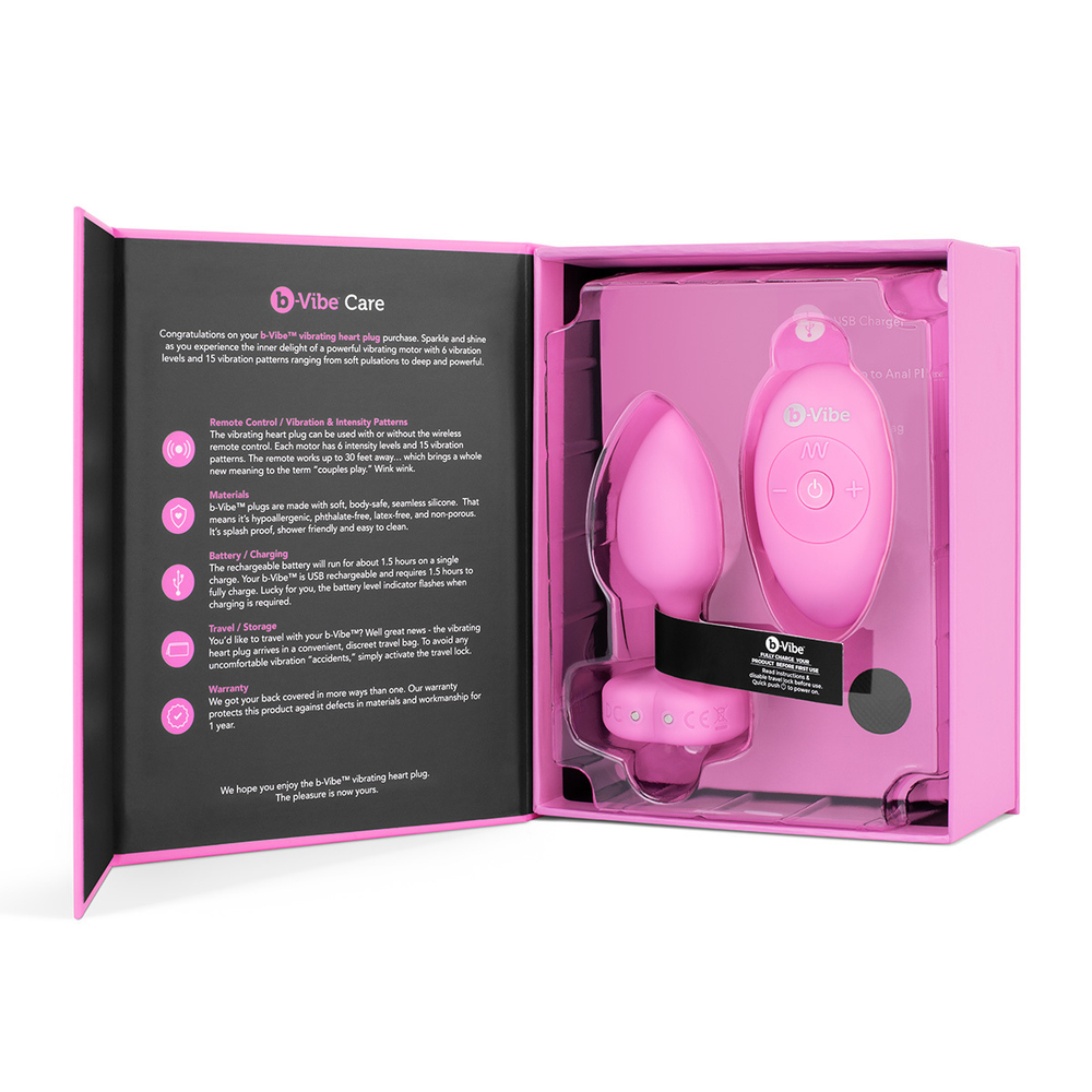 b-Vibe VIBRATING HEART SHAPE JEWEL PLUG S/M - Анальная пробка с ДУ