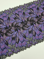 Кружево эластичное синий/черный/фиолетовый К807 23 см