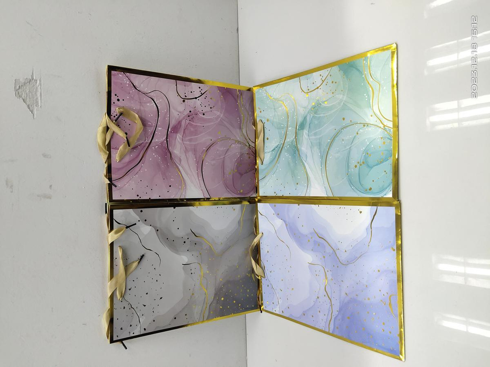 Пакет подарочный "Мрамор" 25,5*33см*10см, ручки-лента, глянцевая ламинация, 4 вида микс