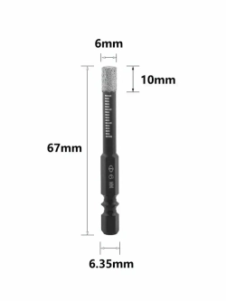 алмазной коронкой , вакуумной сварки, сухого сверления, Для керамической плитки, мрамора и стекла,6mm 1 шт.