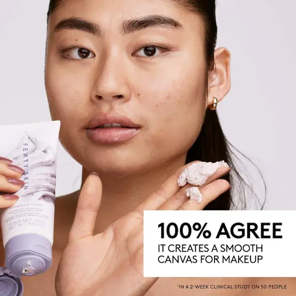 Fenty Skin Cookies N Clean Whipped Clay Intensive Pore + Blackhead Face Scrub with Volcanic Sand + Charcoal