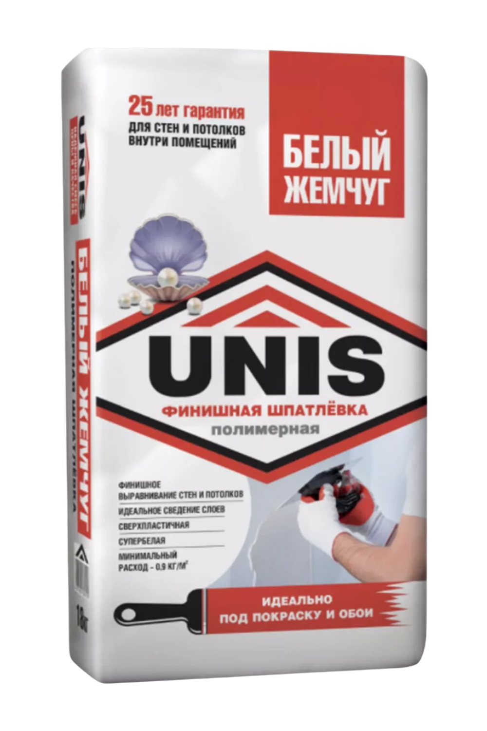 Шпатлёвка UNIS БЕЛЫЙ ЖЕМЧУГ полимерная финишная  18 кг
