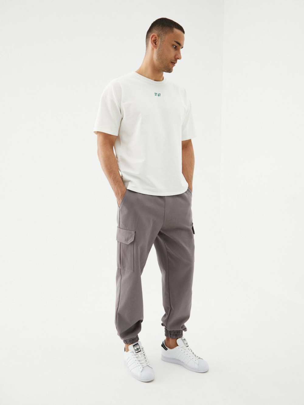 Джоггеры карго хлопковые. Серые