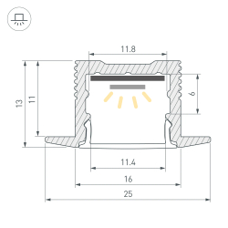 Профиль SL-SLIM-H13M-F25-2000 BLACK (Arlight, Алюминий) 037114