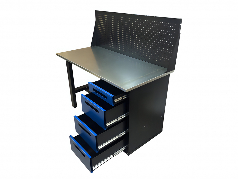 Верстак инструментальный GWT-V1400B1 Great Wolf, 4 ящика, с экраном, 1400x700