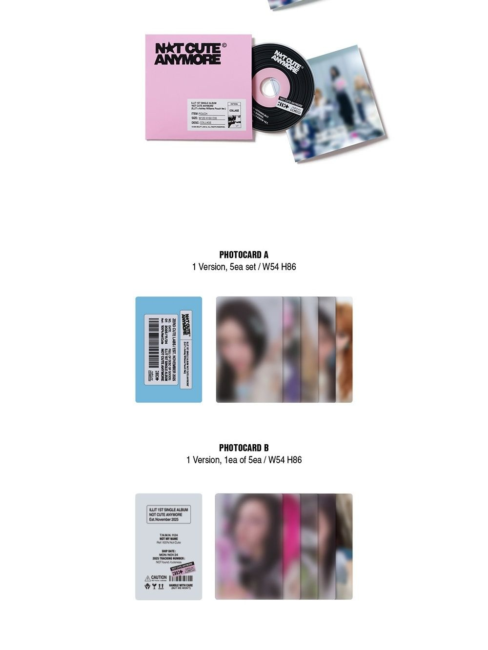 Альбом ILLIT - NOT CUTE ANYMORE 1st Single Album ILLIT X ASHLEY WILLIAMS POUCH RANDOM Version