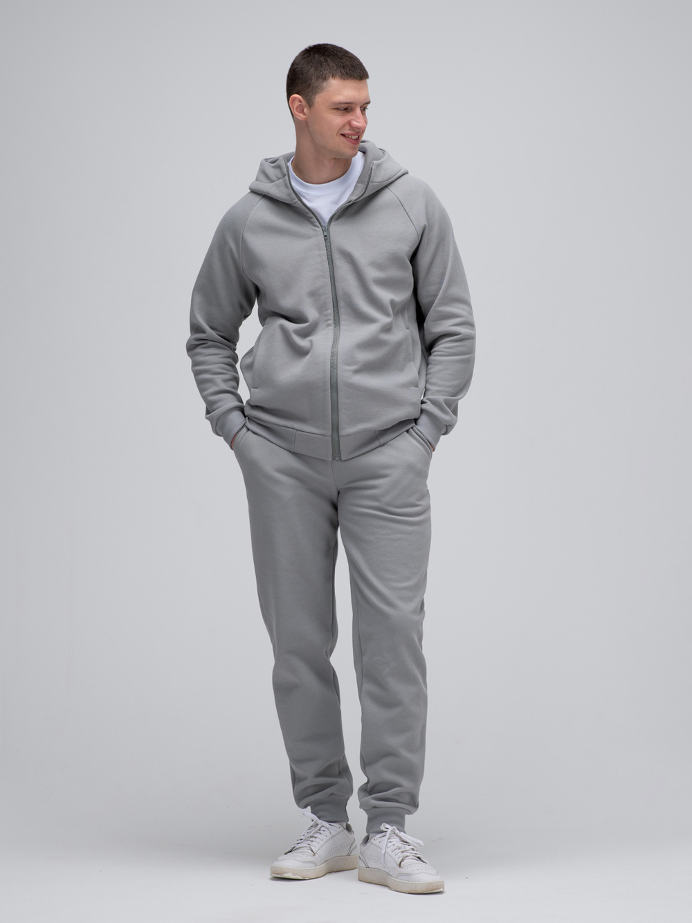 Костюм мужской спортивный на молнии (с начесом). Грей