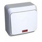 Schneider Electric ЭТЮД Белый Выключатель 1-клавишный открытая установка с индикатором подсветка внутри BA10-005B