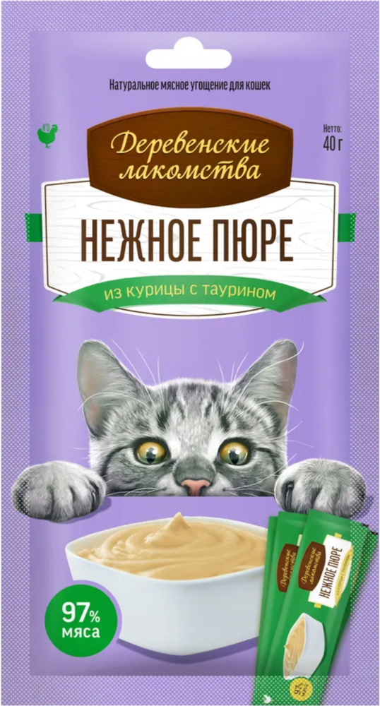 Деревенские лакомства, Нежное пюре из Курицы с таурином 40г.