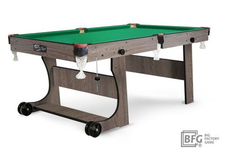 Бильярд BFG Compact Light 6 (Анкор) (Пул, анкор темный (ЛДСП), ЛДСП_16, Manchester 45 Yellow green ш1,98м, Х/б сетка)