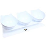 Миски пластиковые на подставке 3шт «МУРОЧКИН», цвет белый, 39,5*12*13см/270мл