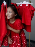 Платье в садик для девочки с коротким рукавом