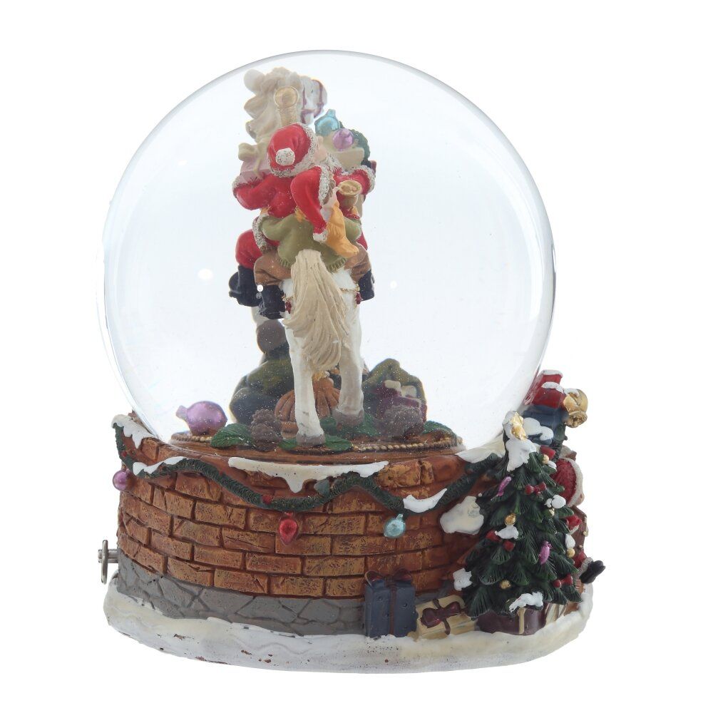 GAEM Фигурка декоративная "Дед Мороз на лошадке" в стекл шаре (ключ,муз), D 14 см, L15 W16 H18,5 см