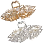 Заколка - краб для волос на блистере «LAVITA», листики, цвет серебро и золото, 11*5,5см