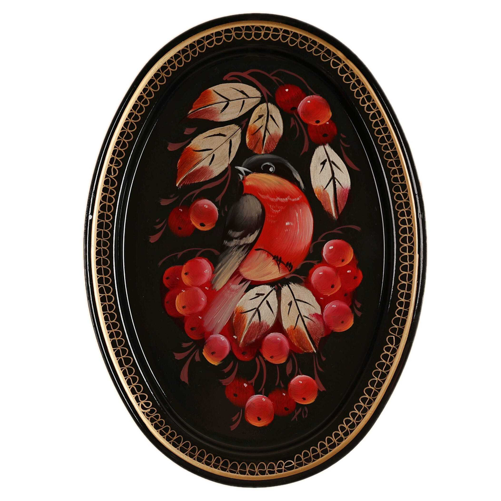 Жостовский поднос декоративный, размер 17х12 см (A2), металлический