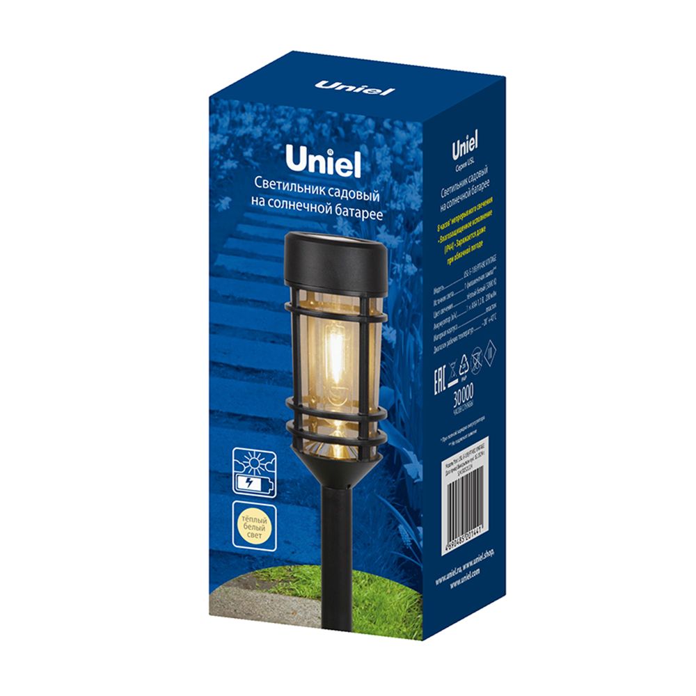 USL-S-189-PT480 VINTAGE Садовый светильник на солнечной батарее Винтаж. 1 филаментная лампа. Теплый белый свет. 1xААA Ni-Mh аккумулятор в-к. IP44. TM Uniel