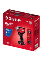 ЗУБР 20 В, 500 Н·м, 1 АКБ LMS (4 А·ч), бесщеточный ударный гайковерт, сумка (ГБУ-500-41)