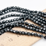 Фианит Куб бусины (кубический цирконий), цвет черный, размер около 3 мм, цена за нить 38 см