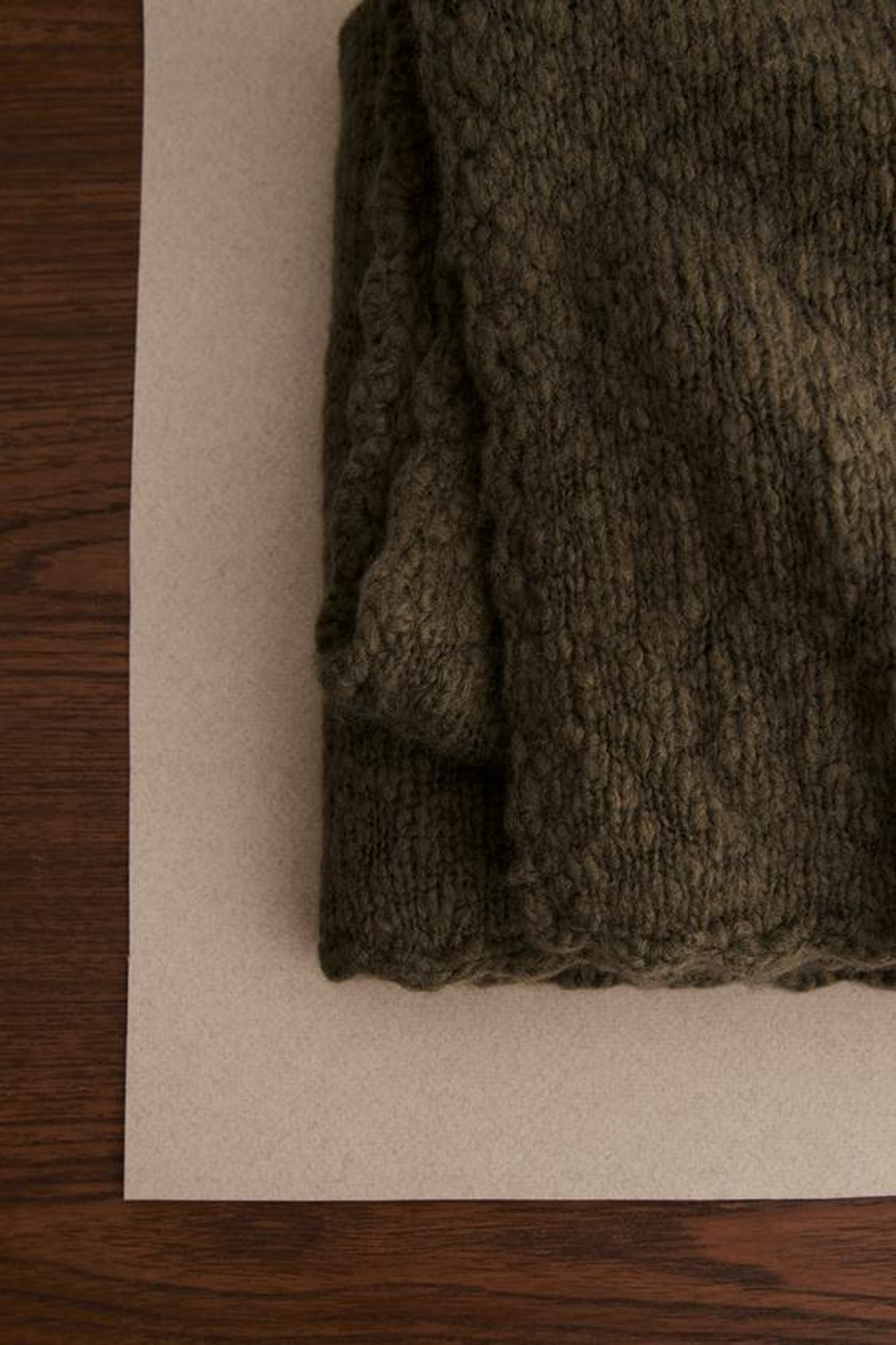 ZARA TIMELESS - ШЕРСТЯНОЙ ПЛЕД, ТЕМНЫЙ ХАКИ