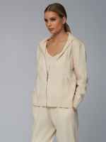 Женский трикотажный костюм-тройка с молнией молочный