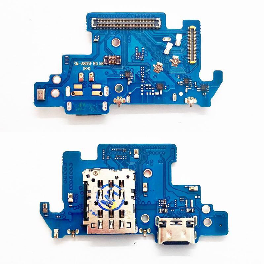 Шлейф для Samsung Galaxy A80 (SM-A805F) плата системный разъем/коннектор SIM/микрофон