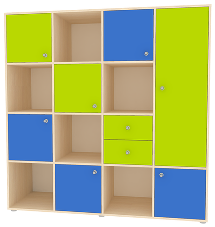 Стеллаж КарИВи Джери 2  Дуб Молочный Лайм, Синий