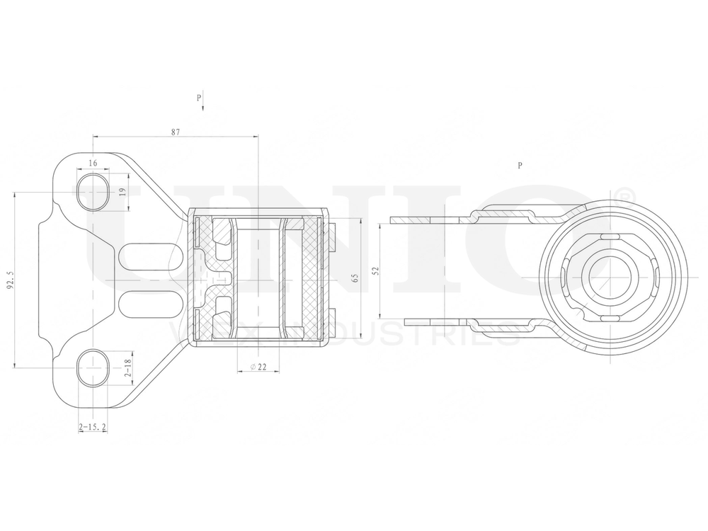 Сайлентблок задний правый переднего нижнего рычага UNIO RMP-20347