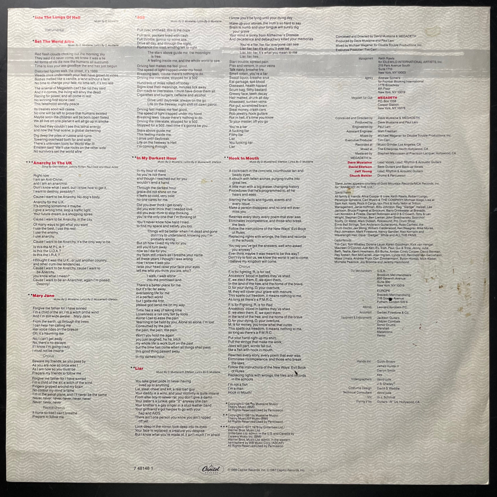 Megadeth - So Far, So Good... So What! (Европа 1988г.)