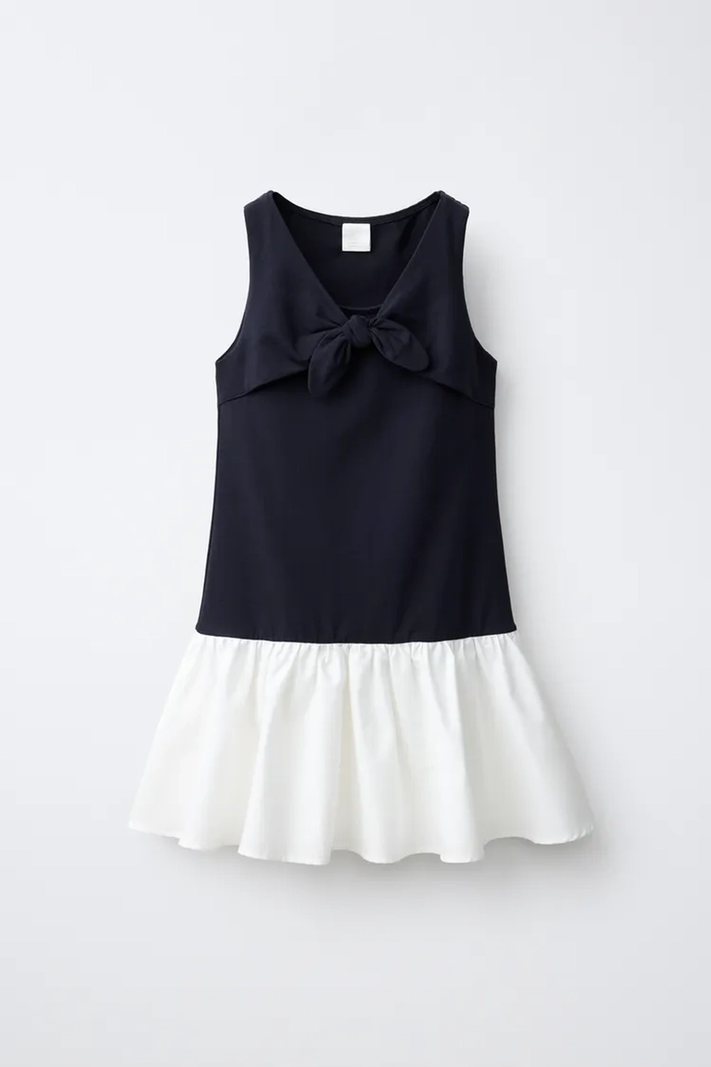 ZARA ПЛАТЬЕ С БАНТОМ, СИНИЙ/БЕЛЫЙ