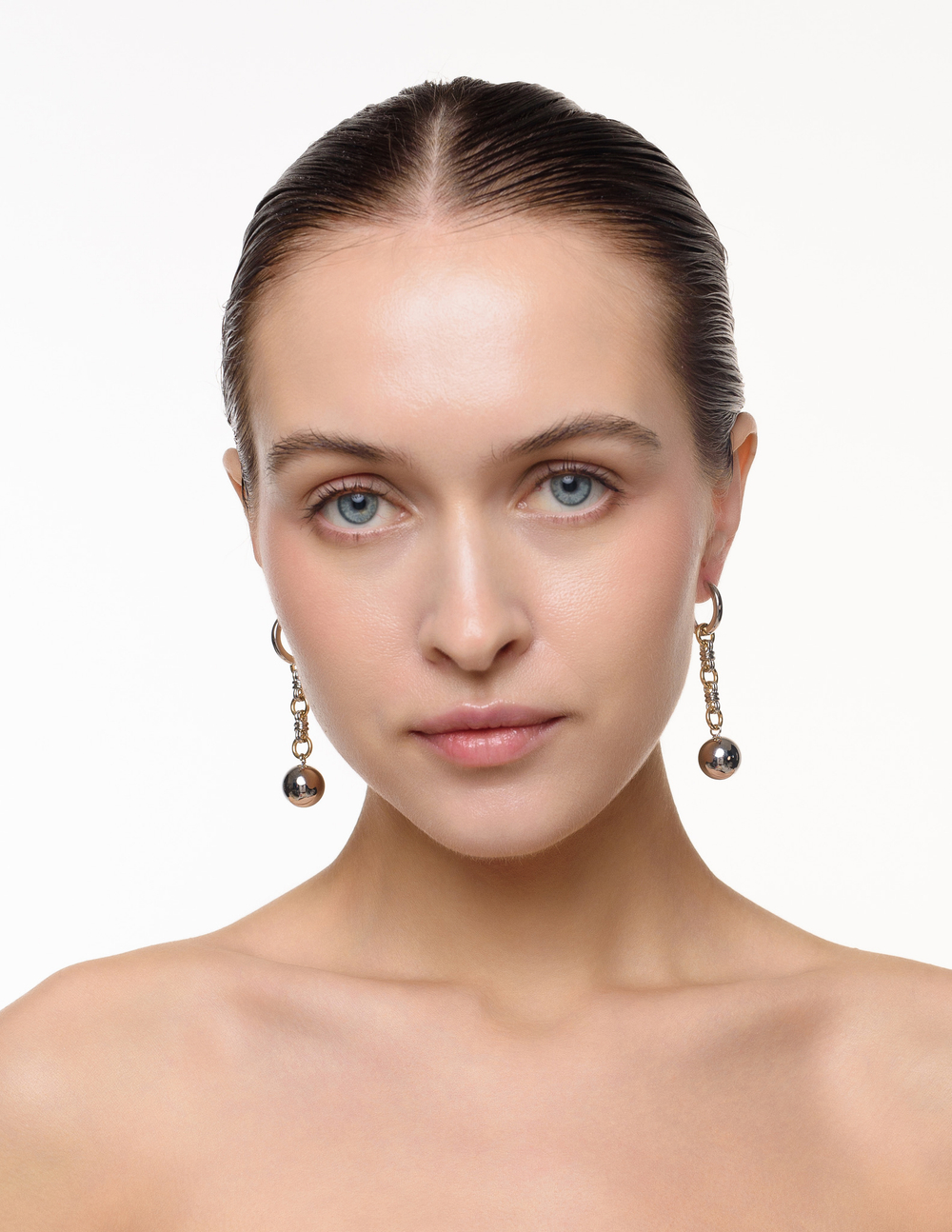 Серьги "Silver Ball" Bicolor