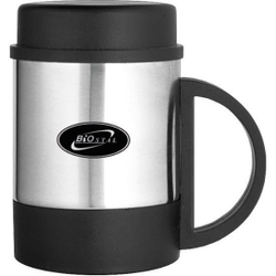 Термокружка Biostal (0,37 литра) с пластиковой ручкой и крышкой