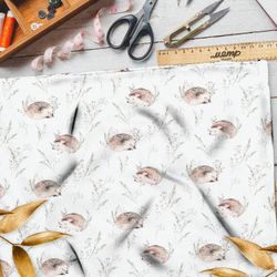 Ткань кулирная гладь акварельный ёжик