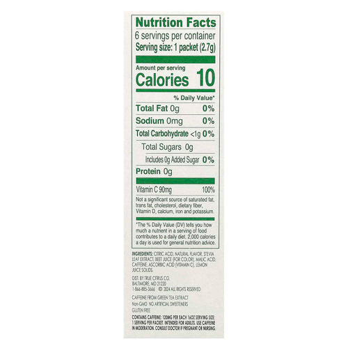 True Citrus, True Lemon, энергетический напиток, черешня и клюква, 6 пакетиков, 16,2 г
