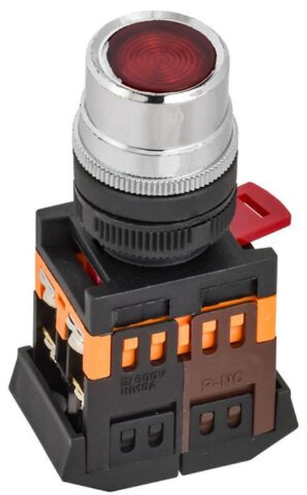Кнопка ABLF-22 d22мм 1з+1р 240В неон красн. IEK BBT10-ABLF-K04