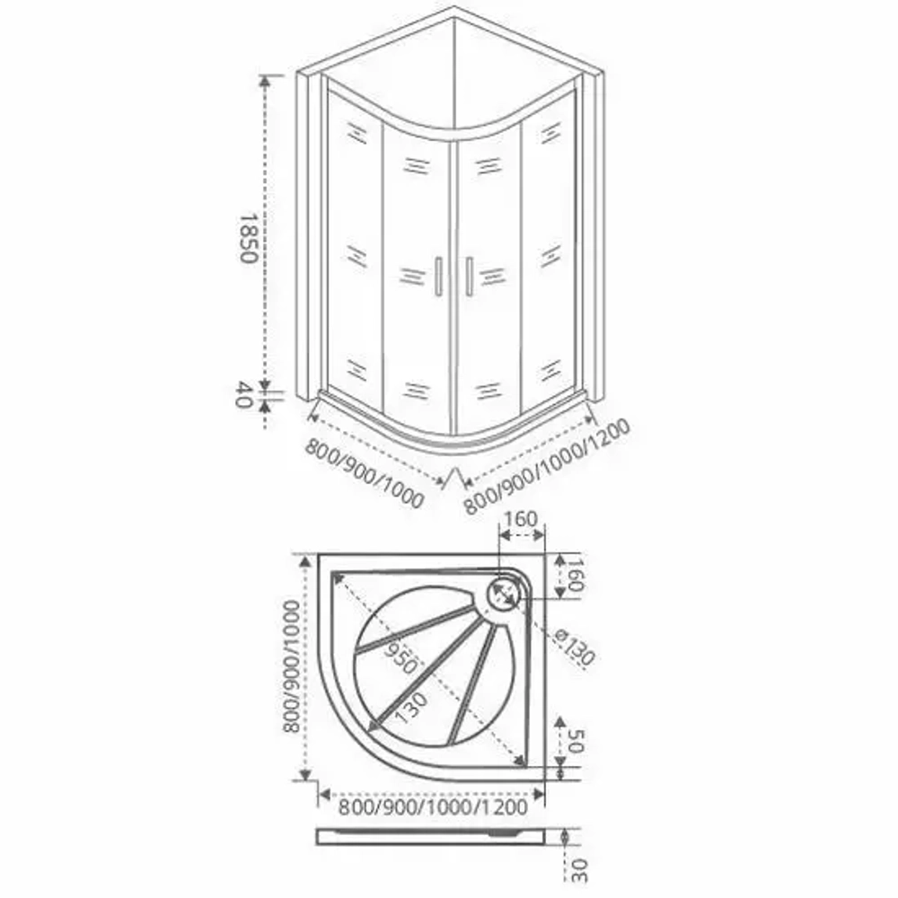 Душевой уголок Bas Infinity Rad-120-C-CH 120*80*185 L/R без поддона