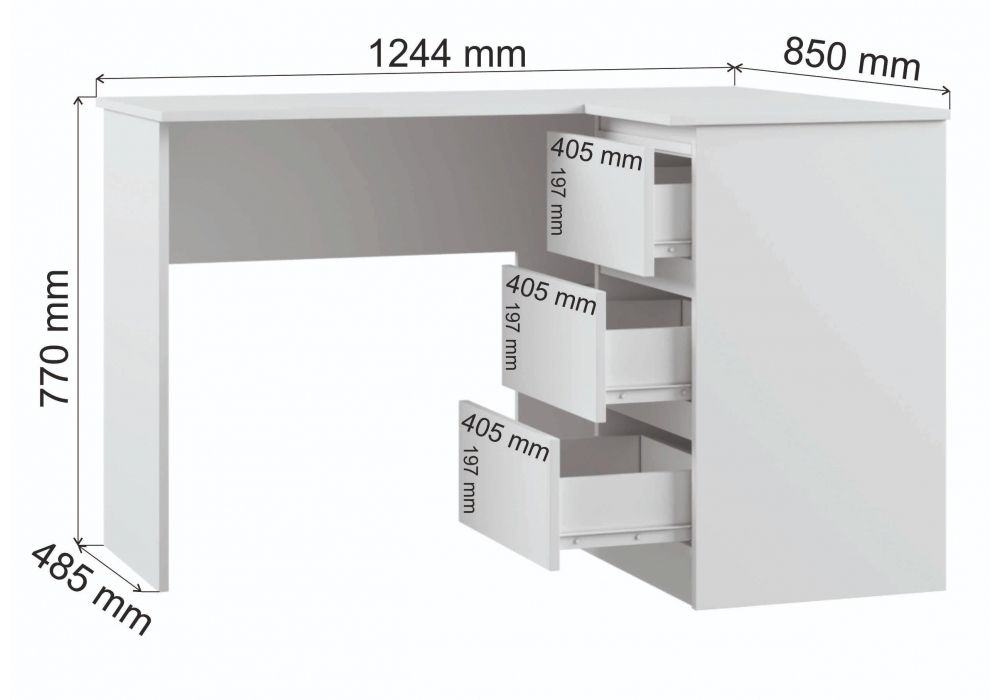 Письменный стол Мадера 1244 124х85х77 лдсп белый