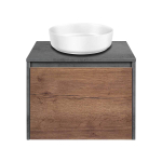 Тумба под раковину Vincea Mesa 600 подвесная, 1 выкатной/1 скрытый ящик soft close, T.Oak + Beton